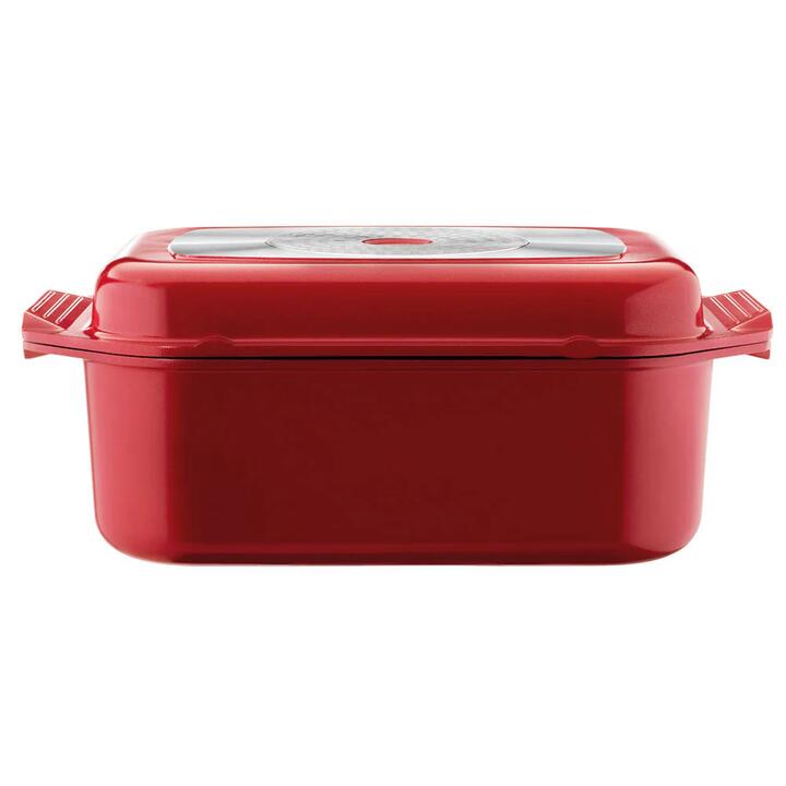 Non Stick Roaster & Grill Size 34X24X12cm in Red by Bessemer-Red