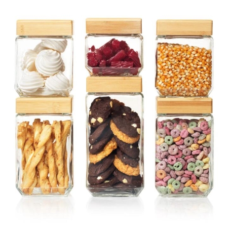 Bamboo 6 Piece Square Canister Set Size 11cmX11cmX23cm by Scullery