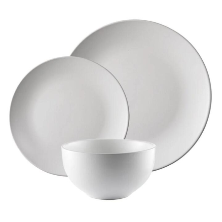 Classic 12 Piece Dinner Set in White by Ambrosia-White