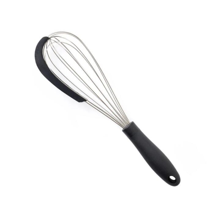 Whisk with Silicone Scraper in Black by Easy Grips-Black