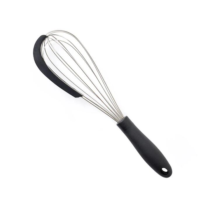 Whisk with Silicone Scraper in Black by Easy Grips-Black