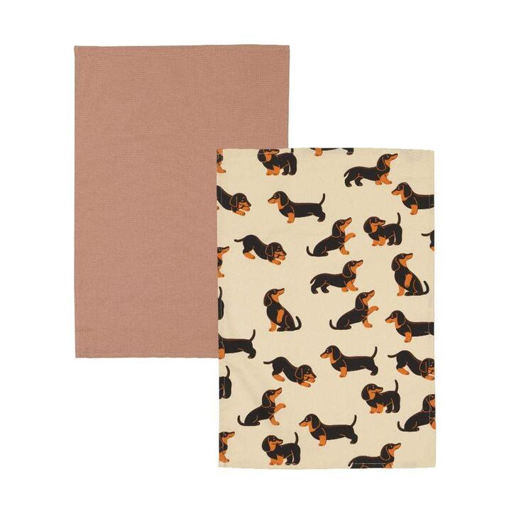 Set of 2 Cotton Tea Towel Dachshund Size 45x70cm 100% Cotton by Ambrosia