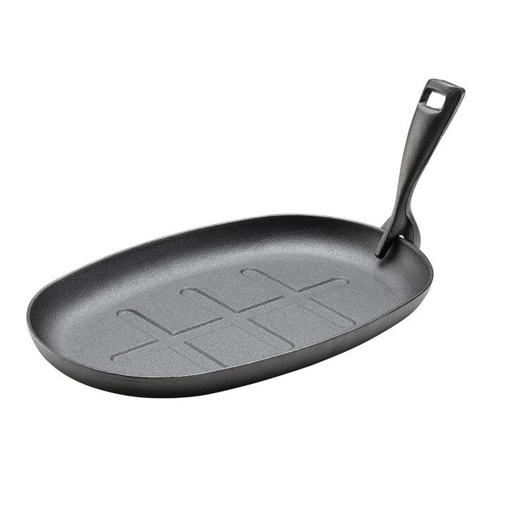 Cast Iron Sizzle Pan Size 28X18.5cm in Black by Grylt-Black
