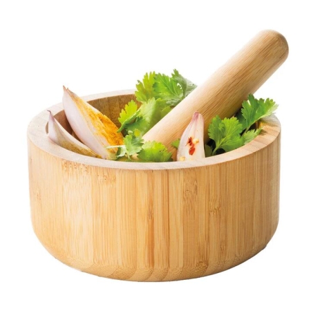 Spice Market Bosco Bamboo Mortar & Pestle by Baccarat