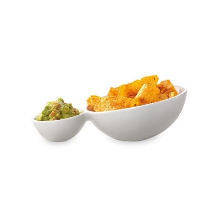 Zest Tilt Chip & Dip Serving Plate Size 25X16X8cm in White by Ambrosia-White