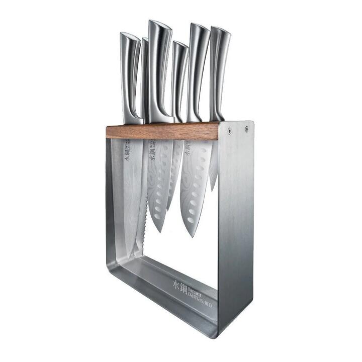 Damashiro Kinzoku 7-Piece Japanese Steel Knife Block by Baccarat