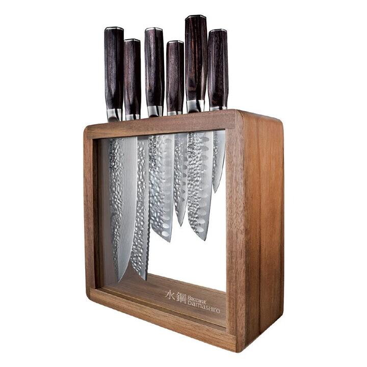 Damashiro Emperor Mokuzai 7 Piece Knife Block by Baccarat