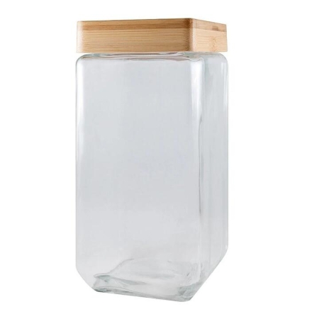 Bamboo & Glass Square Canister Size 2.1L by Scullery