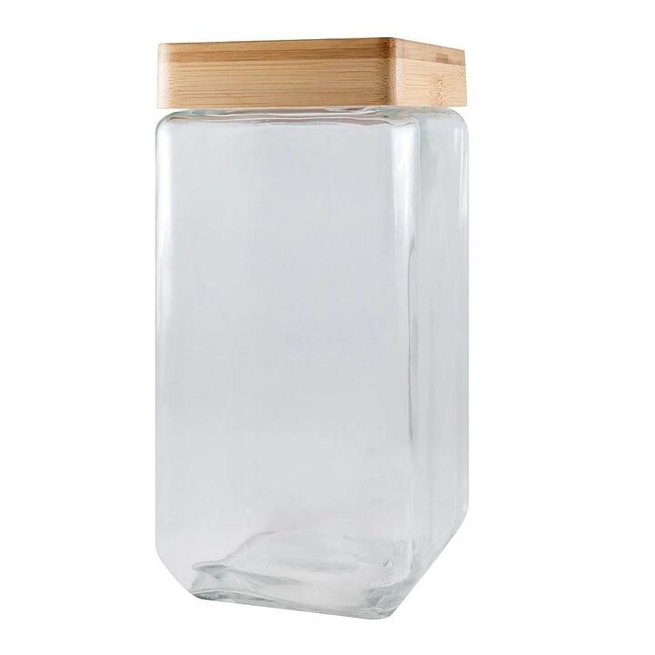 Bamboo & Glass Square Canister Size 2.1L by Scullery