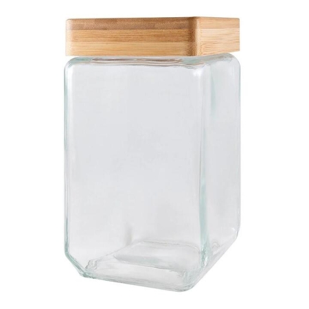 Bamboo & Glass Square Canister Size 1.5L by Scullery