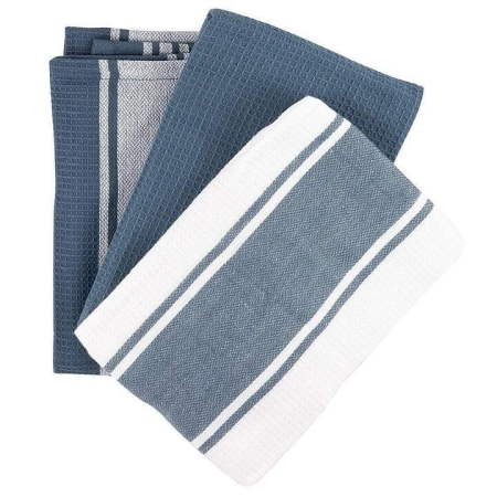 Pura Tea Towel Set of 3 in Grey 100% Cotton by Scullery-Grey