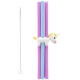 Unicorn 6 Piece Silicone Straw Set with Holder & Cleaning Brush by Joie