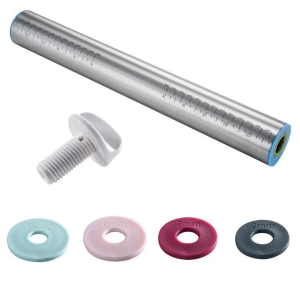 Professional Bake Stainless Steel Rolling Pin with Adjusters Size 35cm by Soffritto