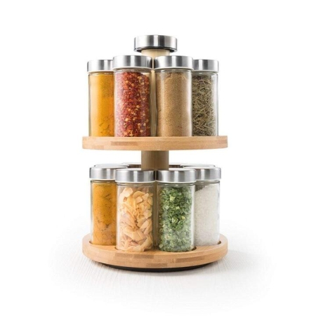 Spice Market Essence Rotating 16 Jar Bamboo Spice Rack by Baccarat