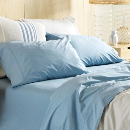 Vintage Wash Sheet Set Double in Blue by Deborah Hutton-Blue/Double