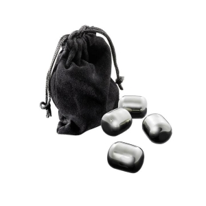 Premium Stainless Steel Wine Chilling Pearls Set of 4 by Cellar