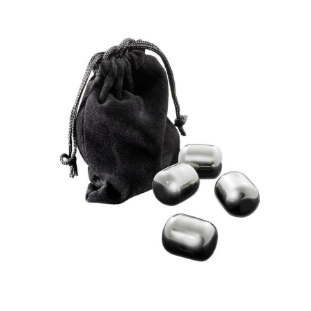 Premium Stainless Steel Wine Chilling Pearls Set of 4 by Cellar