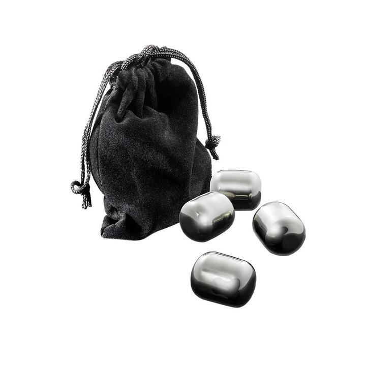 Premium Stainless Steel Wine Chilling Pearls Set of 4 by Cellar