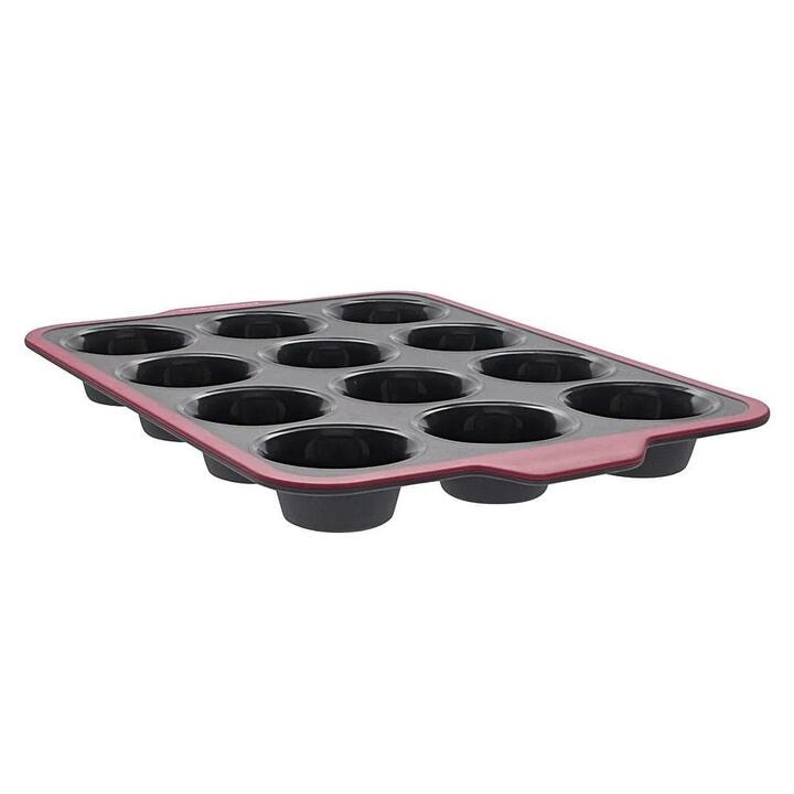 Professional Bake 12-Cup Non-Stick Silicone Muffin Pan Size 36X26X3.5cm by Soffritto