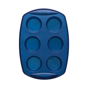 Kolori Silicone 6 Cup Muffin Tray Navy Size 30X21cm in Blue by Scullery-Blue