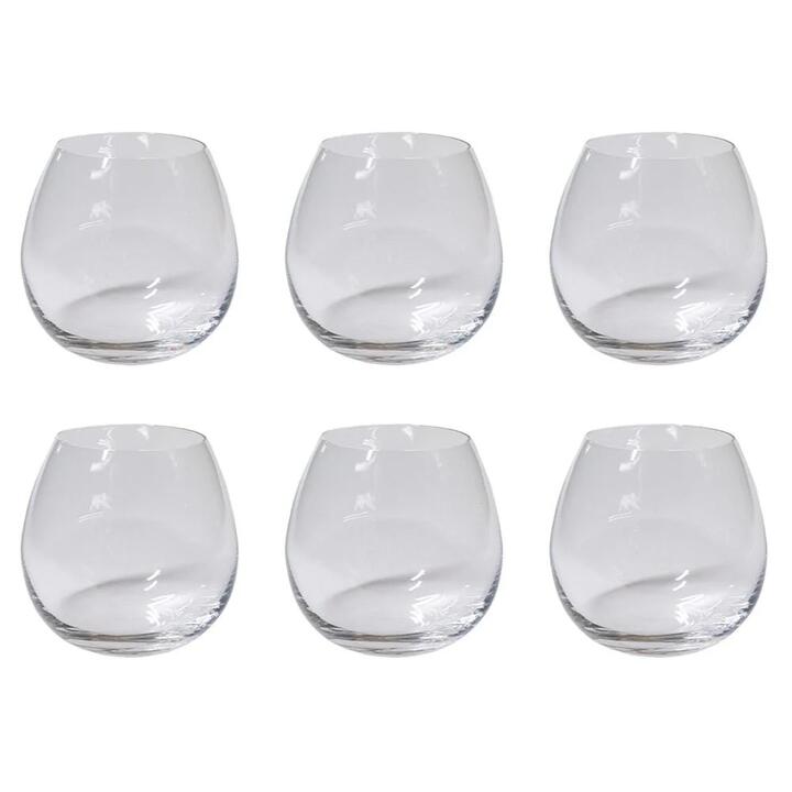 Grand Cru 6 Piece Stemless Wine Glass Set Size 470ml in Red by Alex Liddy-Red