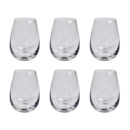 Grand Cru 6 Piece Stemless Wine Glass Set Size 470ml in White by Alex Liddy-White