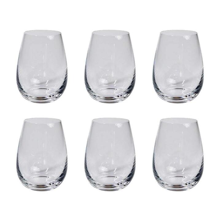 Grand Cru 6 Piece Stemless Wine Glass Set Size 470ml in White by Alex Liddy-White