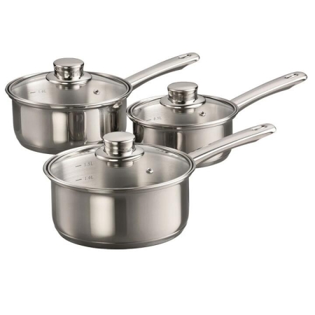 Gourmet Stainless Steel Saucepan Set of 3 Size 14X6.5cm by Baccarat