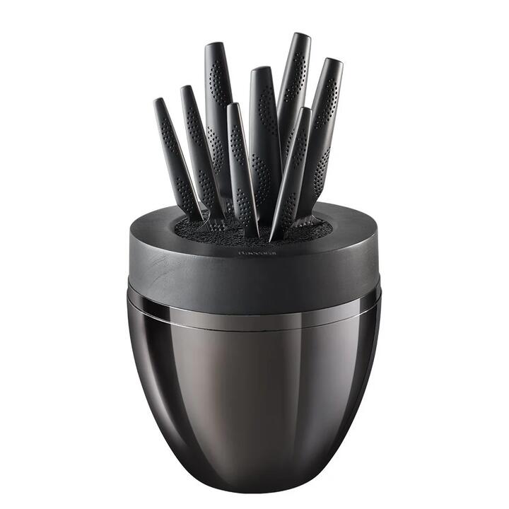 THE EGG by iD3 Samurai Knife Block 9 Piece in Black by Baccarat-Black