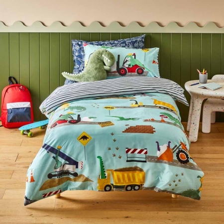 MyHouse Kids Quilt Cover Set Dino Builders-Single