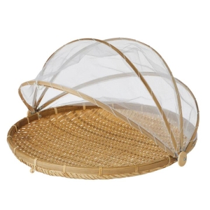 Davis & Waddell Collapsible Mesh Food Cover With Bamboo Tray-Medium
