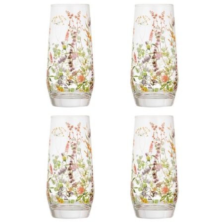 Ashdene Wildflowers Crystal Set of 4 Highball Tumblers