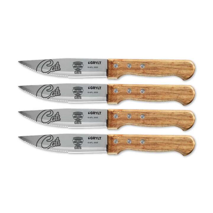 GRYLT Jumbo 4 Piece Steak Knife Set AFL Geelong Cats