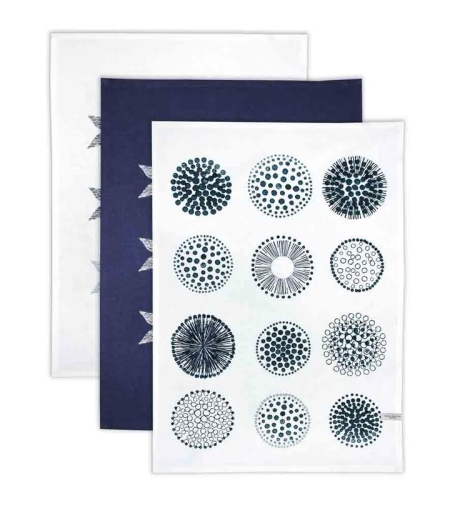 Royal Doulton Pacific Blue Set of 3 Tea Towel Fish Navy