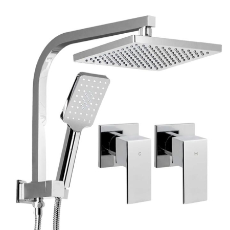 WELS 8'' Rain Shower Head Taps Square Handheld High Pressure Wall Chrome