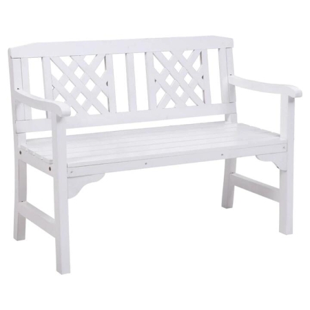 Wooden Garden Bench 2 Seat Patio Furniture Timber Outdoor Lounge Chair White