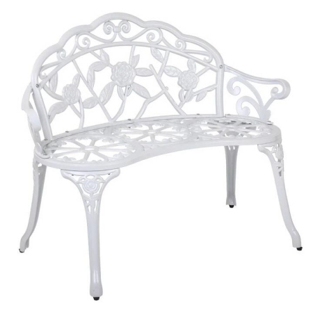 Victorian Garden Outdoor Metal 2-Seater Bench - White