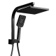 WELS 8'' Rain Shower Head Set Square Handheld High Pressure Wall Black