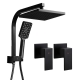 WELS 8'' Rain Shower Head Taps Square Handheld High Pressure Wall Black
