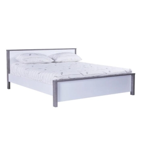 Design Square Wooden Double Bed Frame - White / Grey