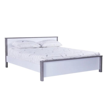 Design Square Wooden Double Bed Frame - White / Grey
