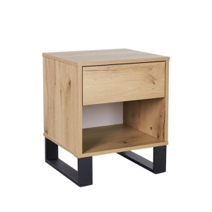 Design Square Wooden Bedside Nightstand Side Table 1-Drawer - Natural