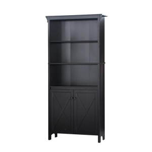 Maestro Furniture Tyann 5-Shelf Bookcase Display Storage Cabient W/ 2-Doors - Espresso