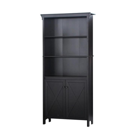 Maestro Furniture Tyann 5-Shelf Bookcase Display Storage Cabient W/ 2-Doors - Espresso