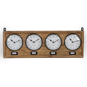 World Clock  Roman Numeral Timber