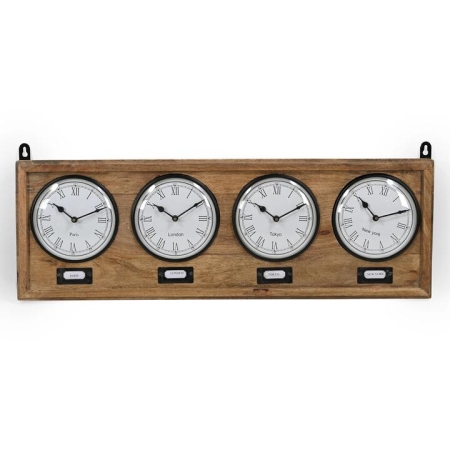 World Clock  Roman Numeral Timber