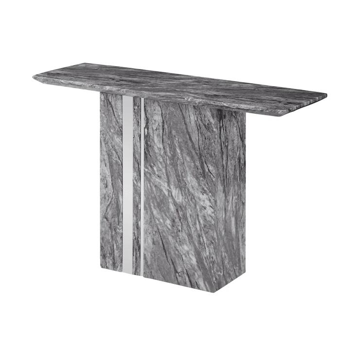 Our Home Valeria Luxurious Marble Foil Console Hall Table - Grey
