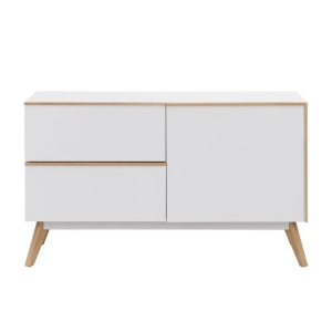 Design Square Autumn Scanvinadian Small Sideboard Buffet Unit Storage Cabinet - White/Oak