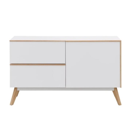 Design Square Autumn Scanvinadian Small Sideboard Buffet Unit Storage Cabinet - White/Oak