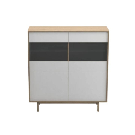 Design Square Peyton Modern Scandinavian Cupboard Storage Cabinet - Oak/White